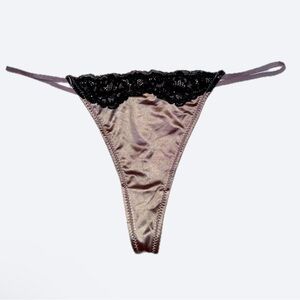 NEW Satin & Lace Mauve Grey/Purple Thong